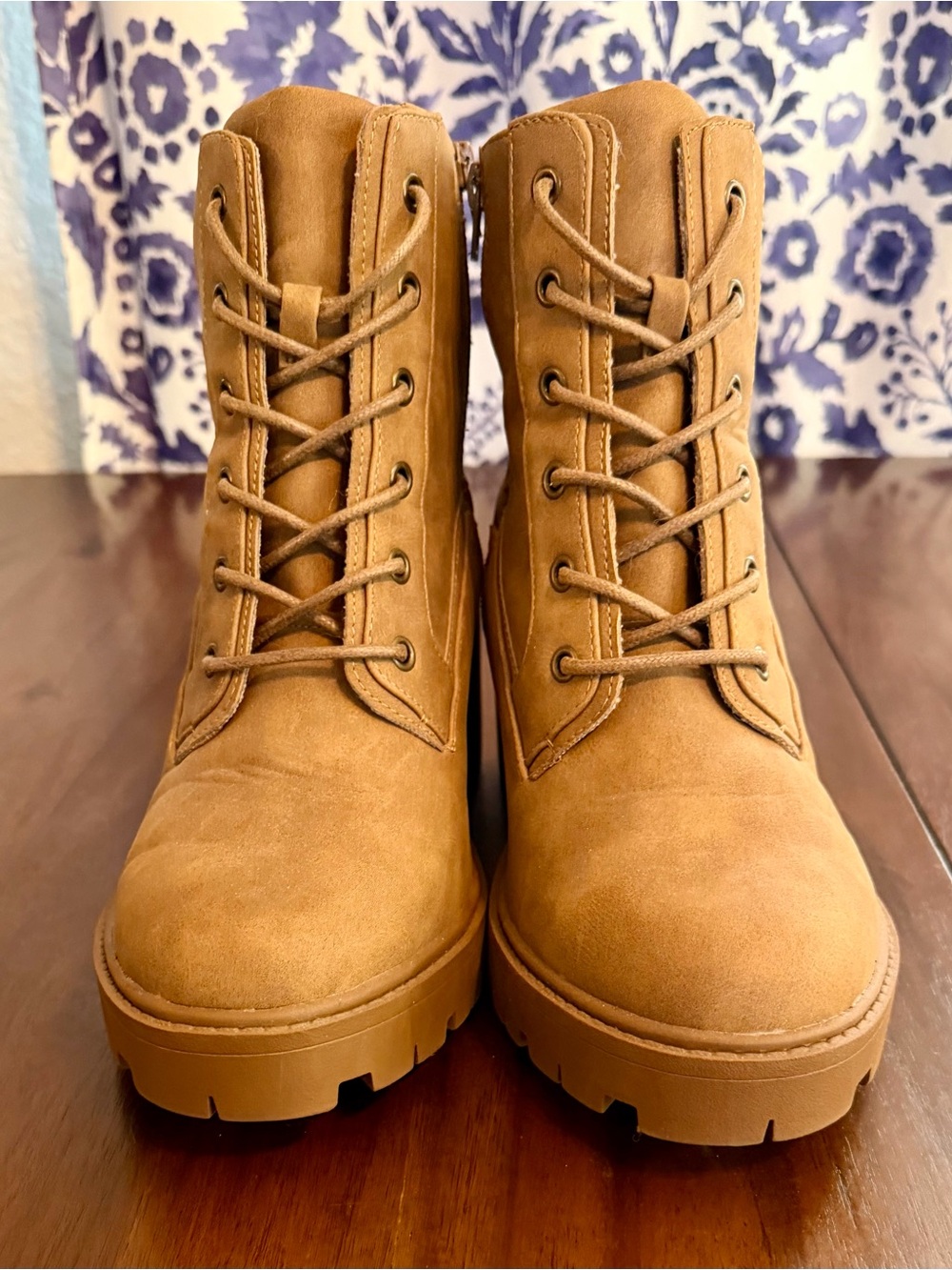 Lane Bryant Women's Tan Lace-Up Combat Boots
